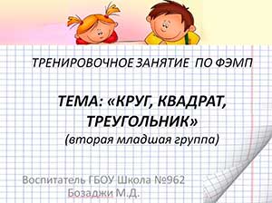 Конспект непосредственно образовательной деятельности (занятия) по ФЭМП во2-й младшей группе, с использованием деятельностного метода «Круг, квадрат, треугольник»